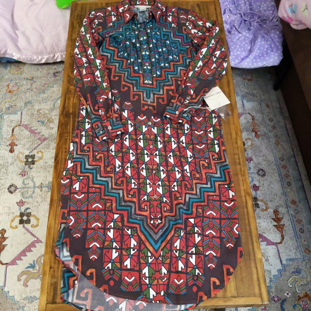 NWT Mara Hoffman Rug Long Sleeve Shirt Dress S